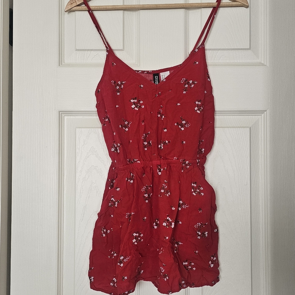 Red Floral Romper